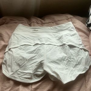 Lululemon white speed up shorts